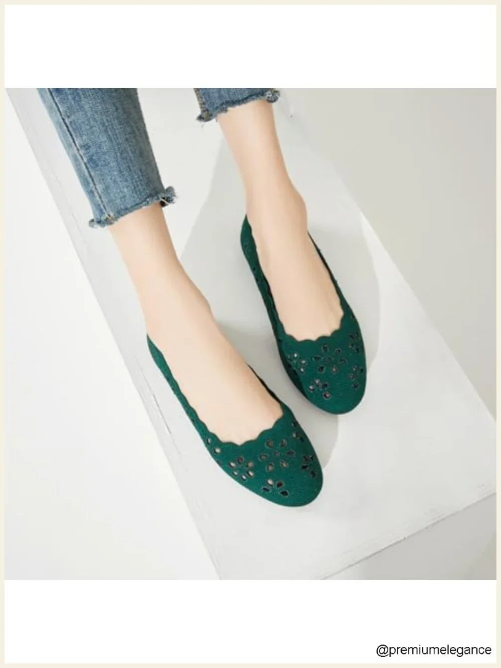 Mesh Ballet Flats with Flower Eyelets, Slip On Walking Flats